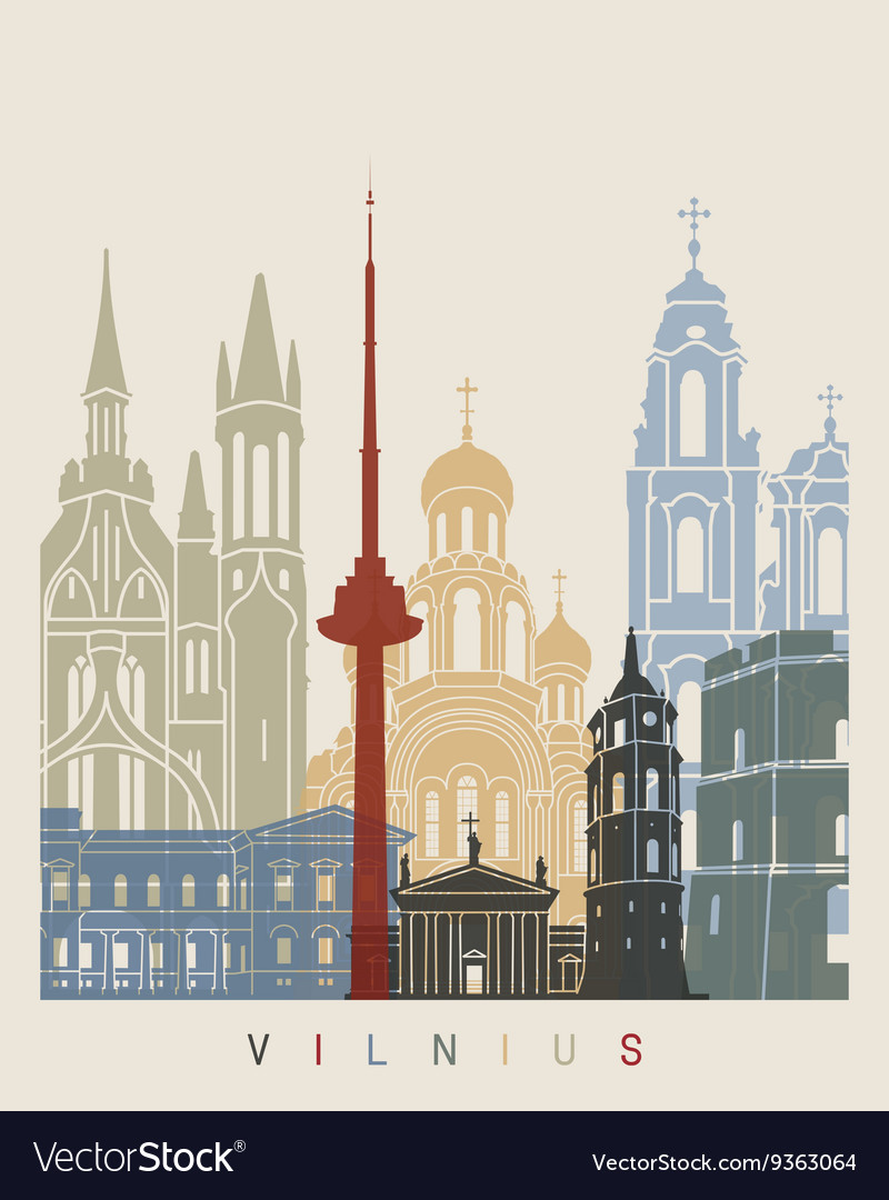 Vilnius Skyline Poster Royalty Free Vector Image 8705