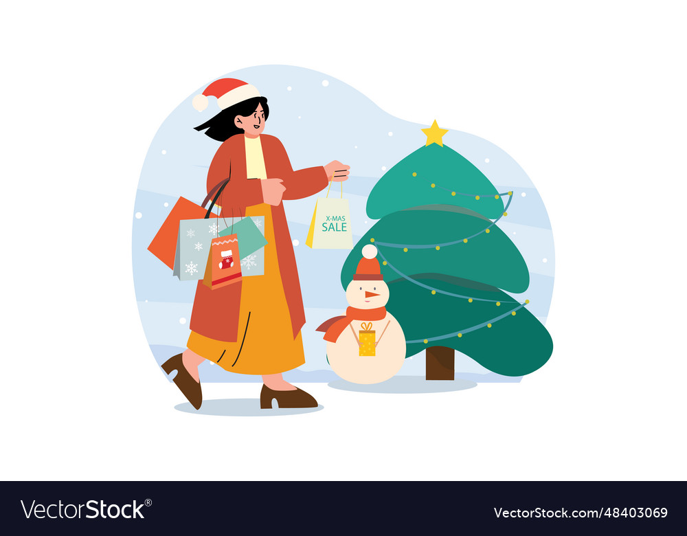 Christmas concept flat isolated on white Vector Image