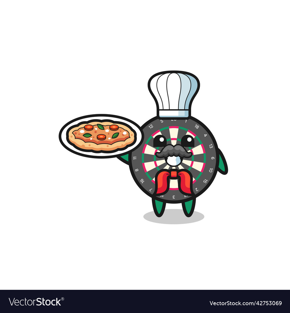 Dart board character as italian chef mascot