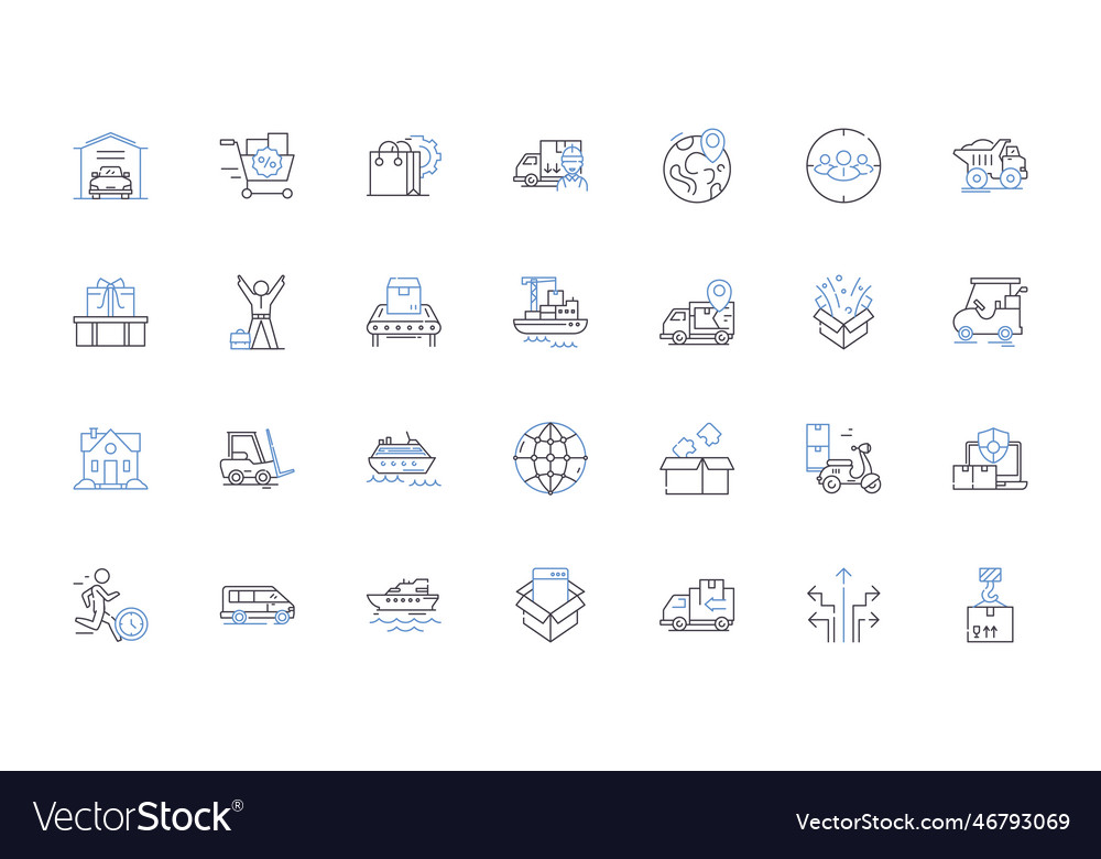 Fleet Management Line Icons Collection Tracking Vector Image Fleet Management Line Icons Collection Tracking Vector Image
