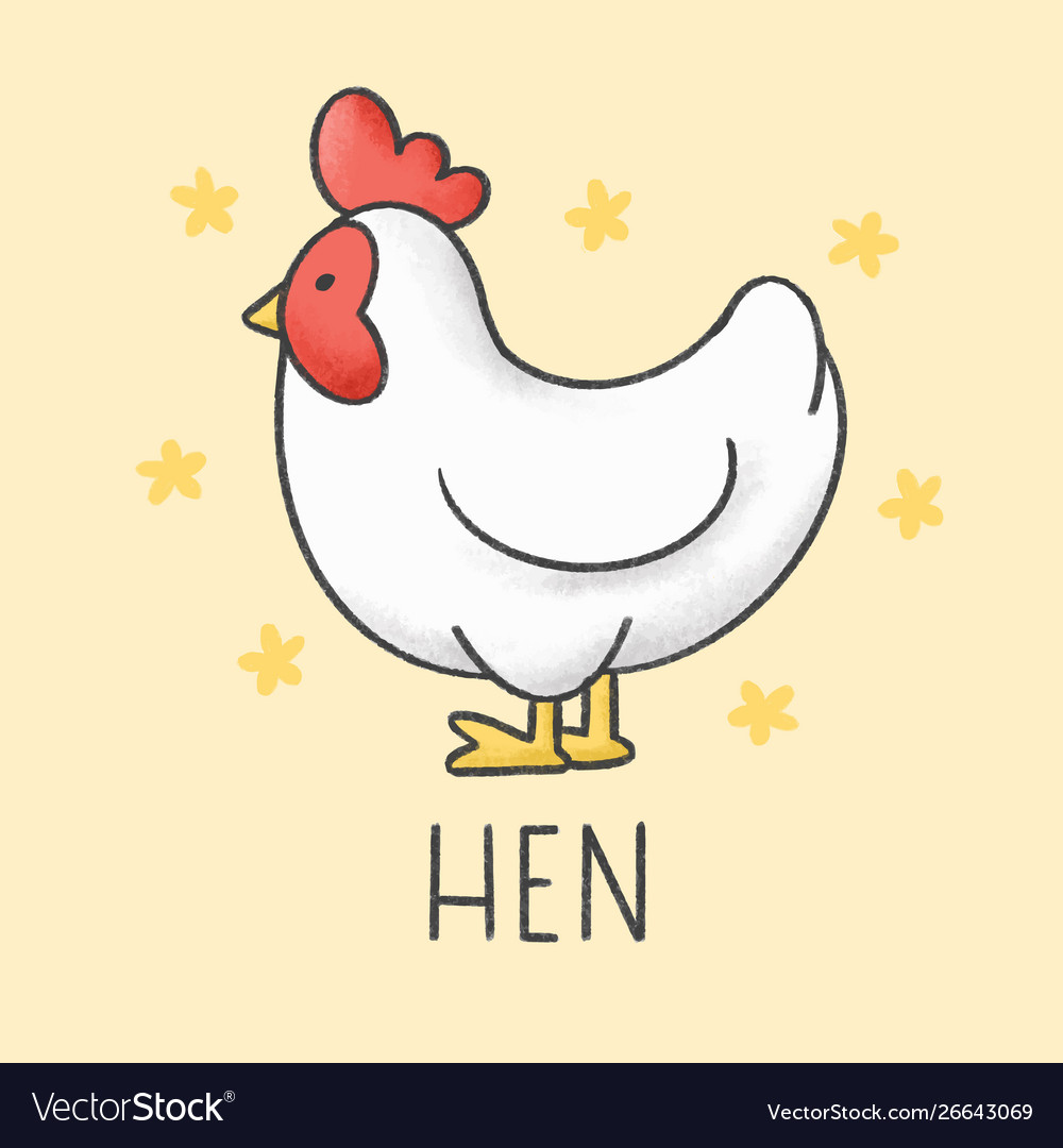 Hen cartoon hand drawn style Royalty Free Vector Image Hen cartoon hand drawn style Royalty Free Vector Image