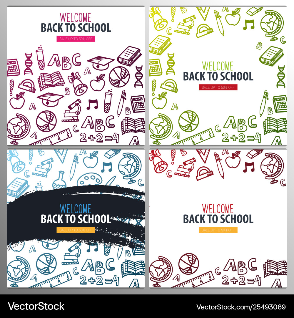 Set back to school banners with hand draw Vector Image