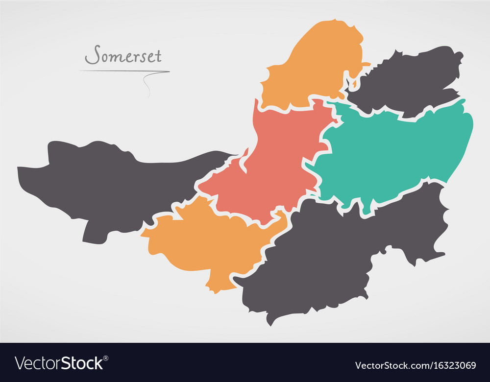 Somerset england map with states and modern round Vector Image