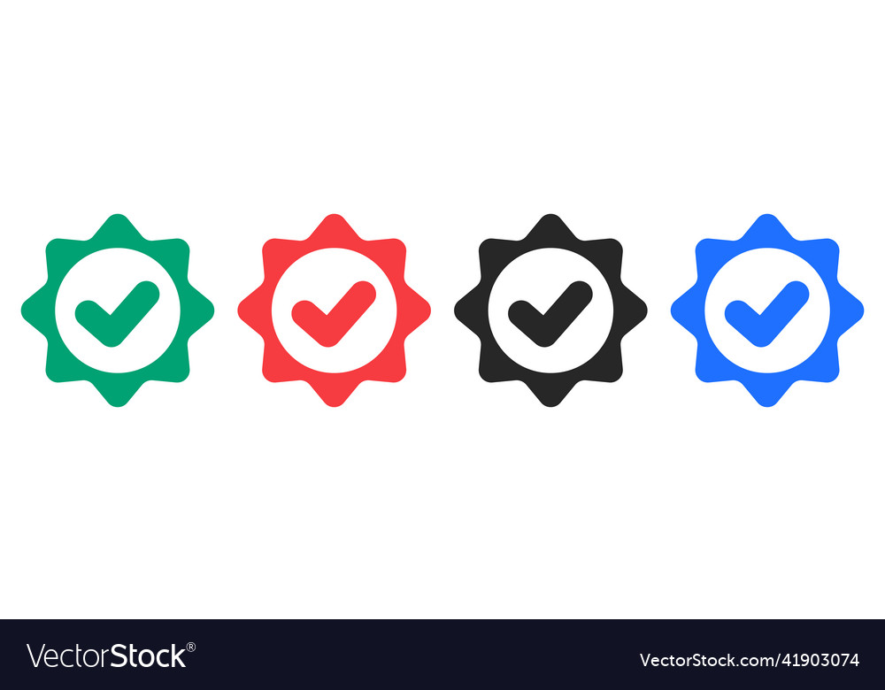 Badge icon set with check mark Royalty Free Vector Image