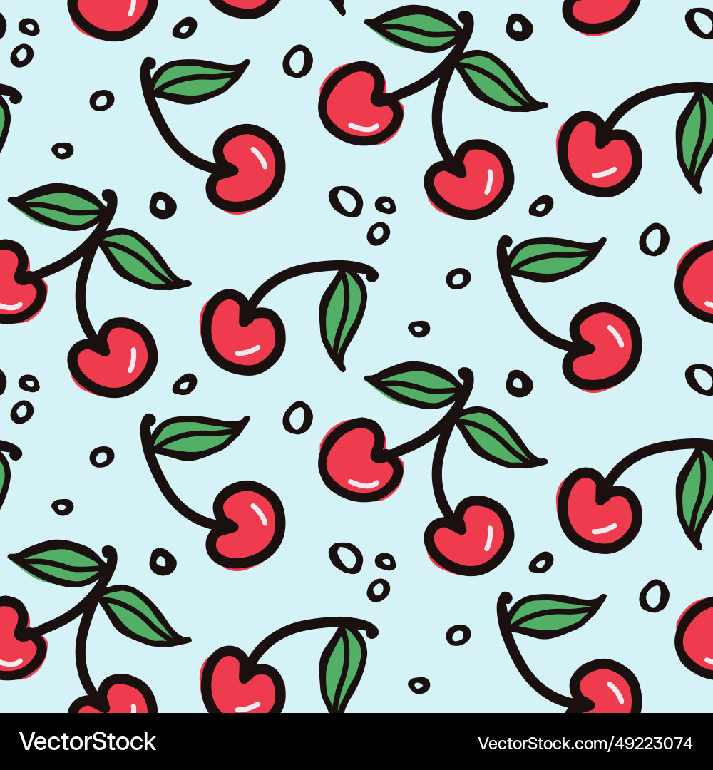 Cherry and strawberry fruit seamless pattern Vector Image