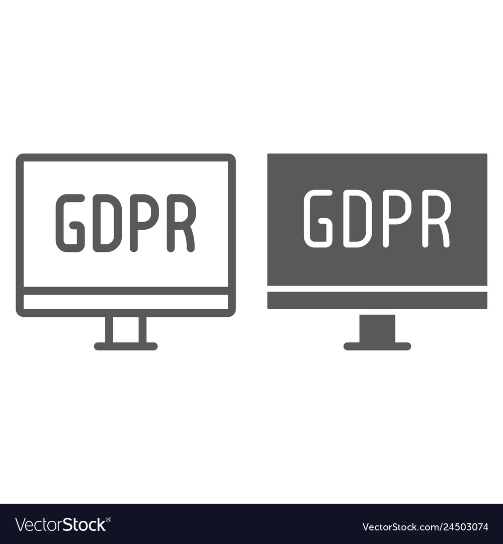 Gdpr Monitor Linie und Glyph Icon Computer