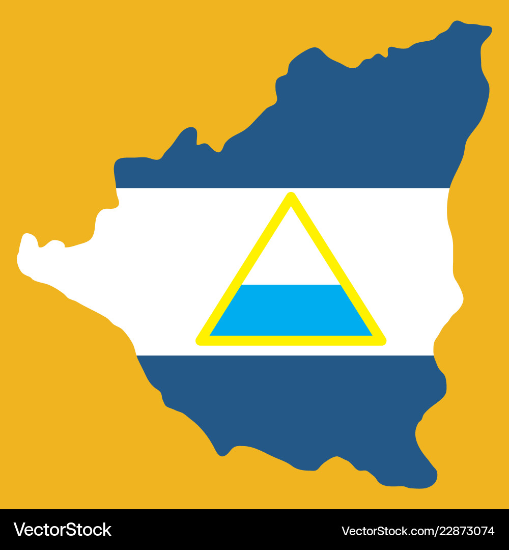 Nicaragua map flag with shadow on white Royalty Free Vector