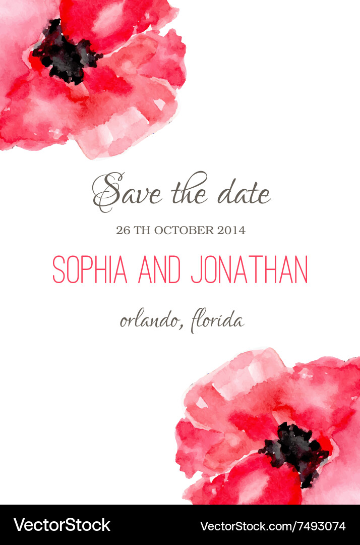 Wedding invitation watercolor with flowers Vector Image
