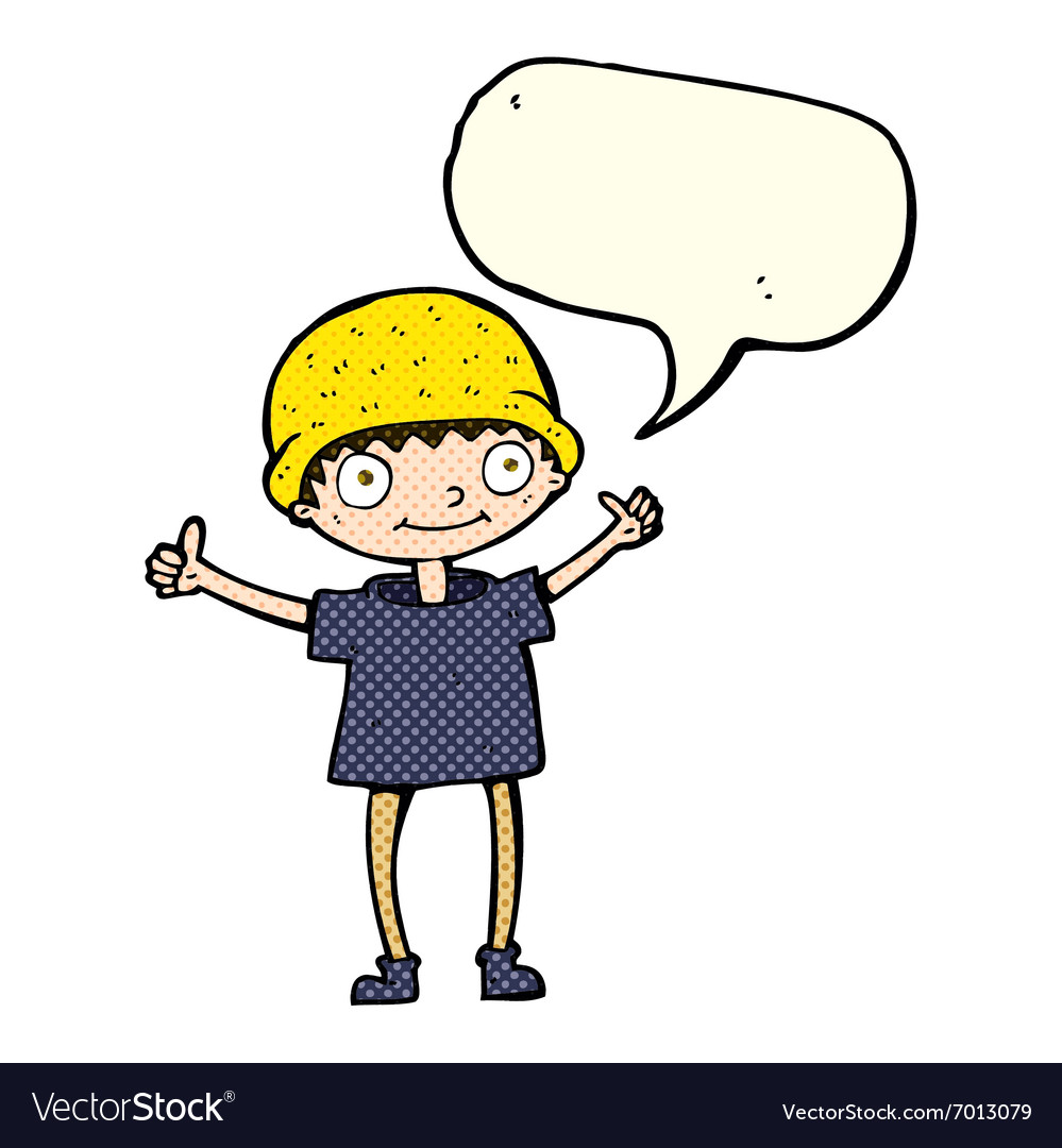 Cartoon boy with positive attitude with speech Vector Image