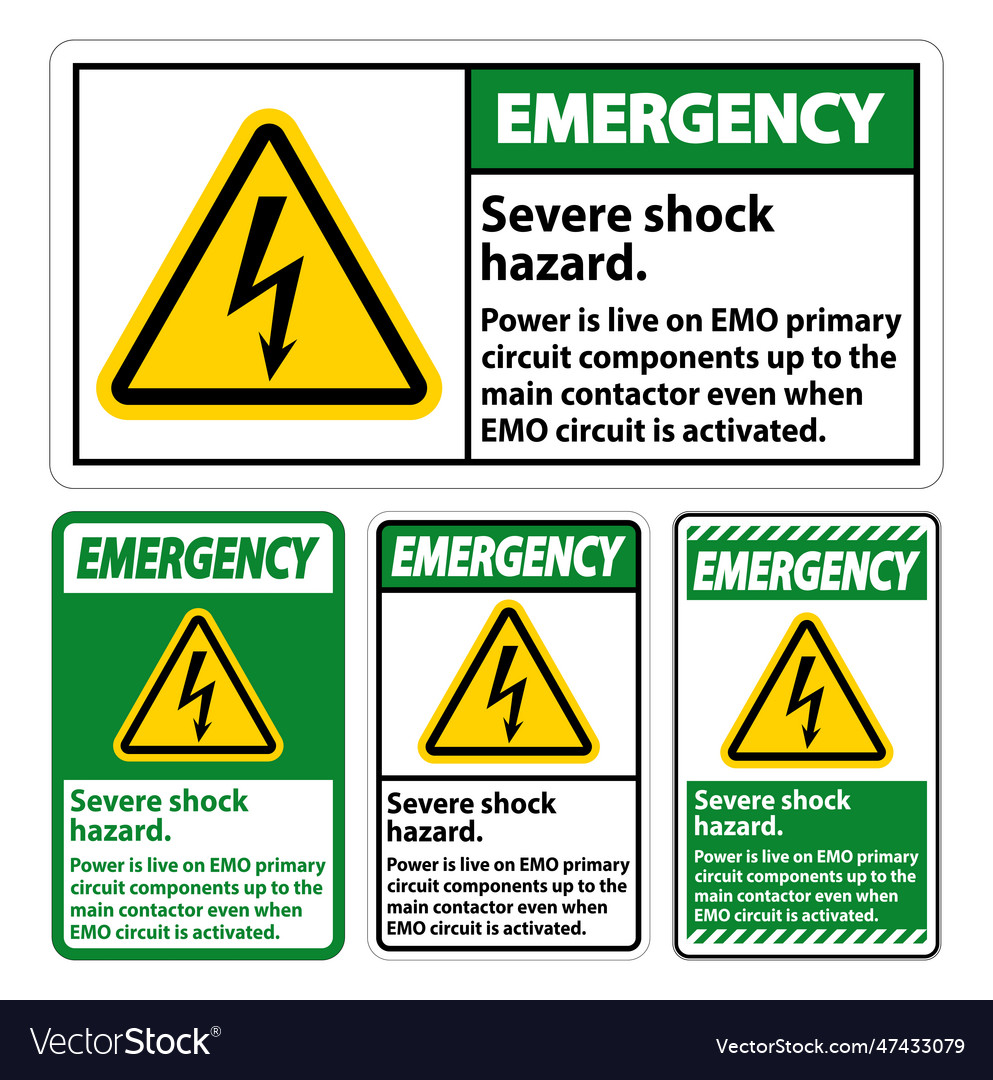 Emergency severe shock hazard sign on white