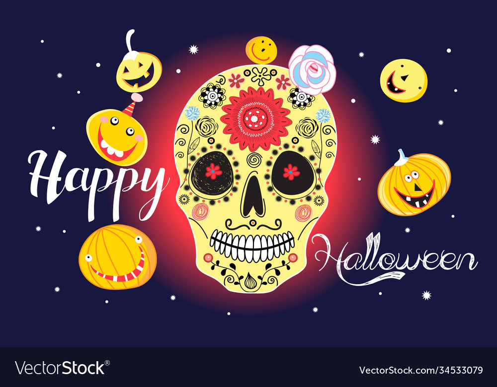 Festive greeting card with halloween vector image Festive greeting card with halloween