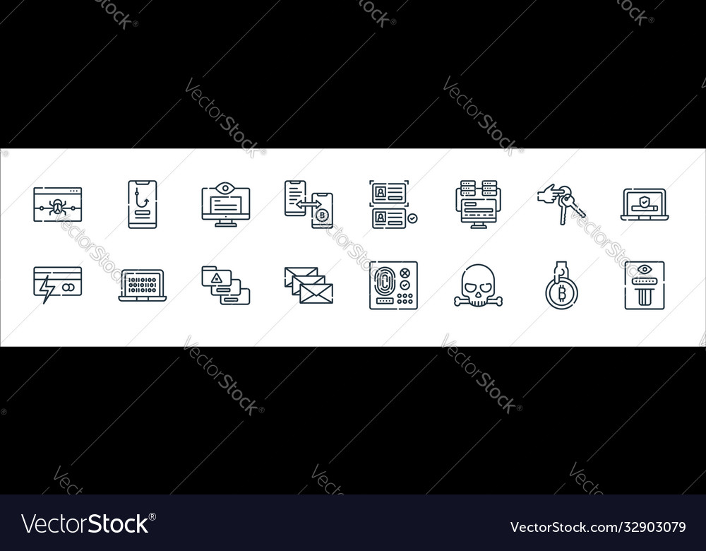 Hacker line icons linear set quality