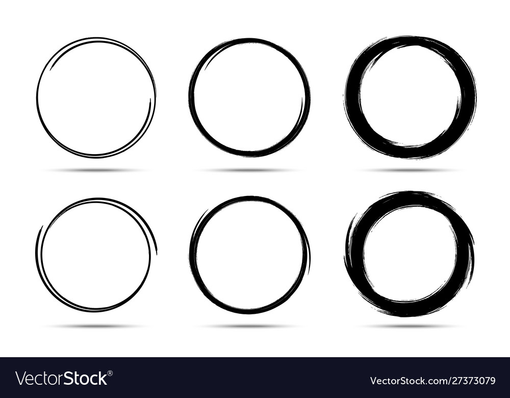 Hand drawn circle frame set scribble line circle Vector Image