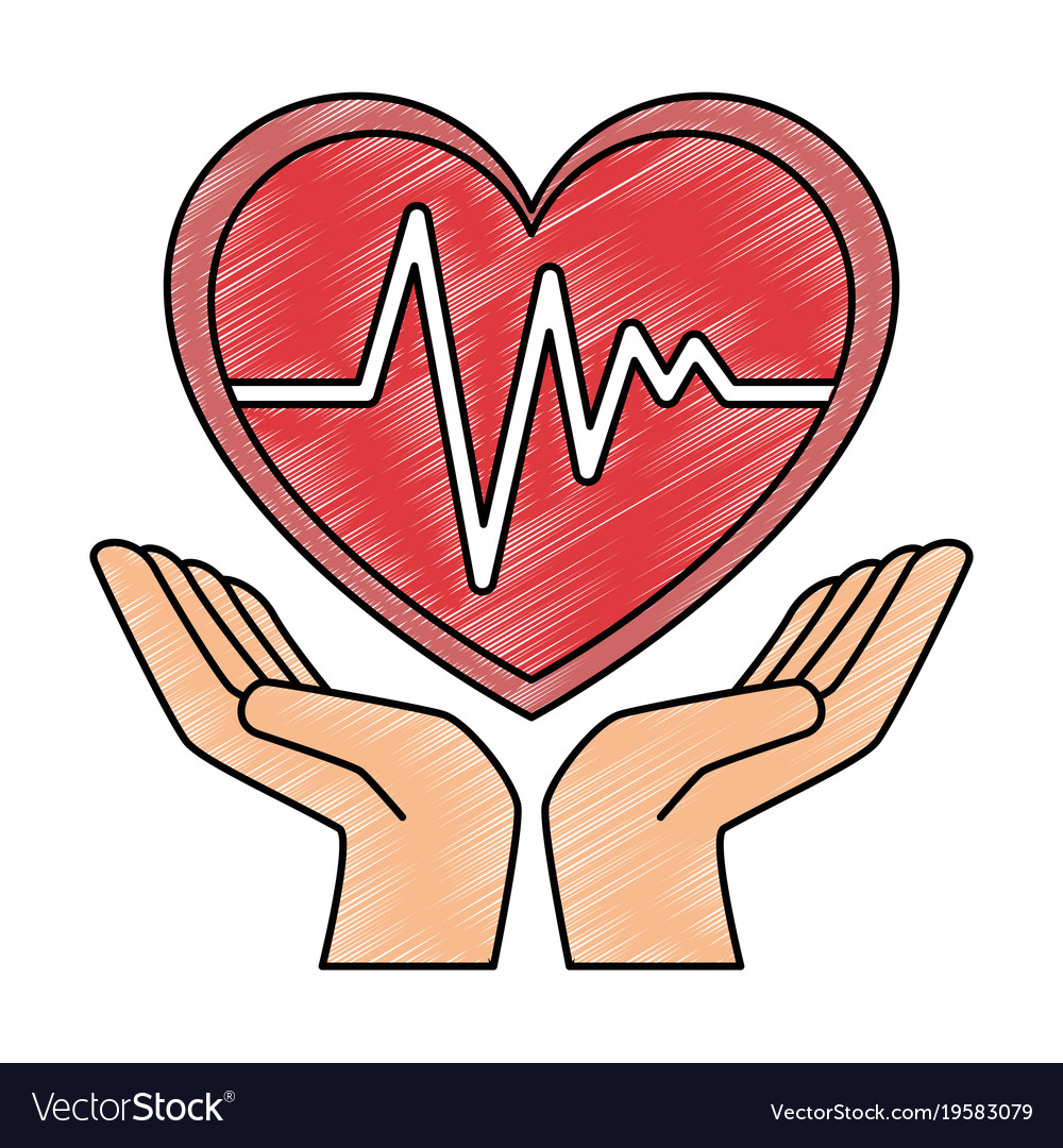 Hands with heart cardio isolated icon