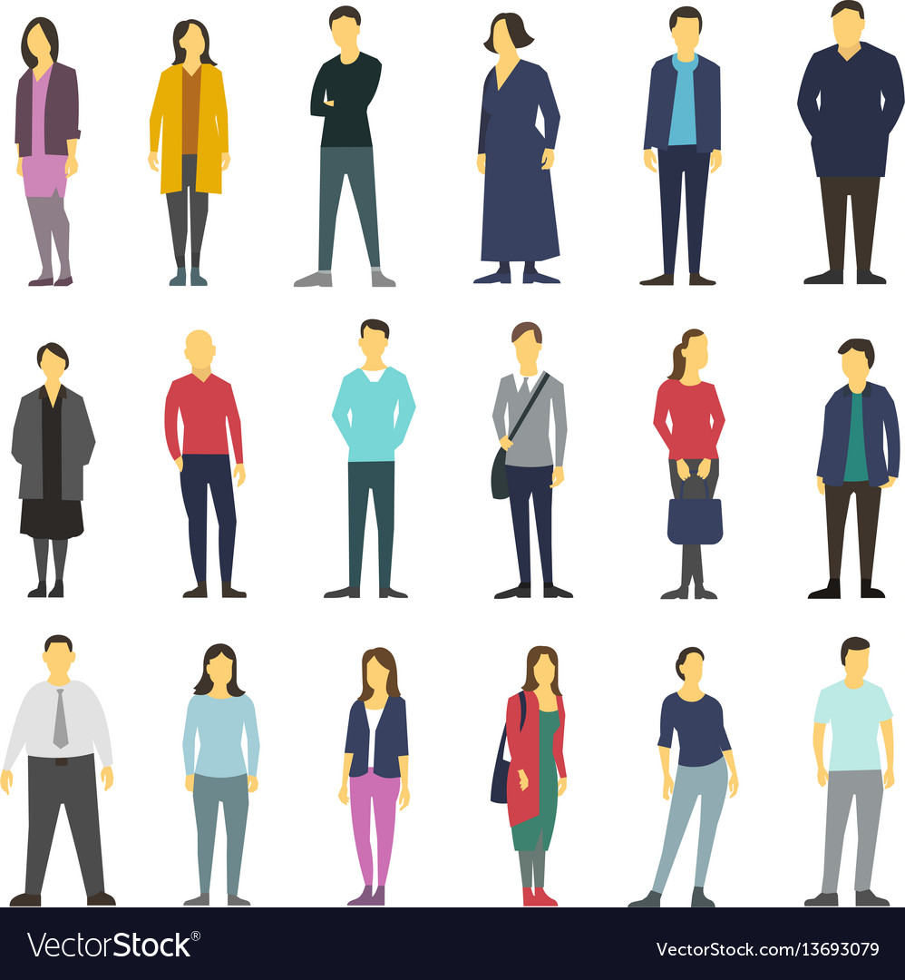 Download Neatly people standing flat design large Vector Image