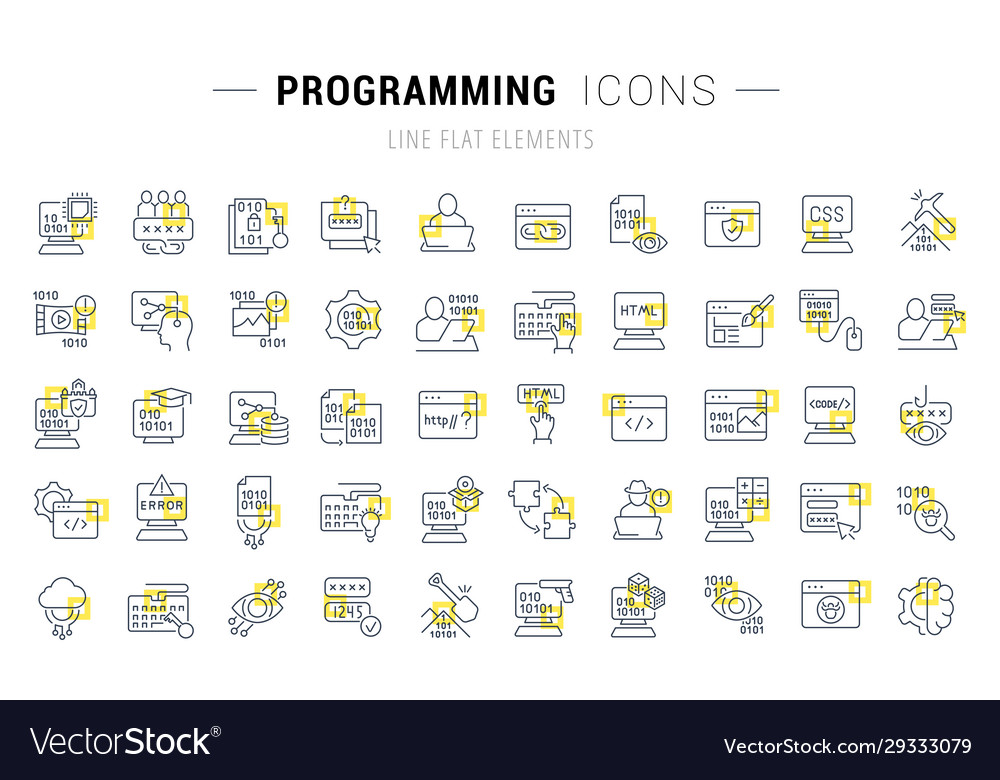Set line icons programming Royalty Free Vector Image