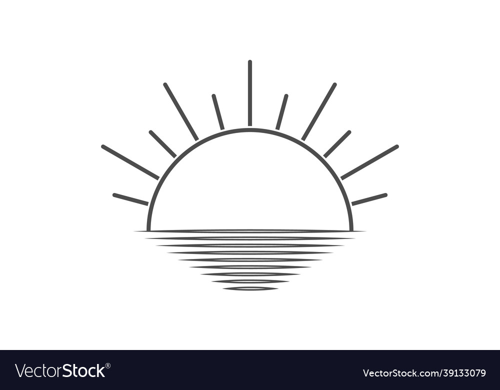Simple icon of the rising or setting sun Vector Image