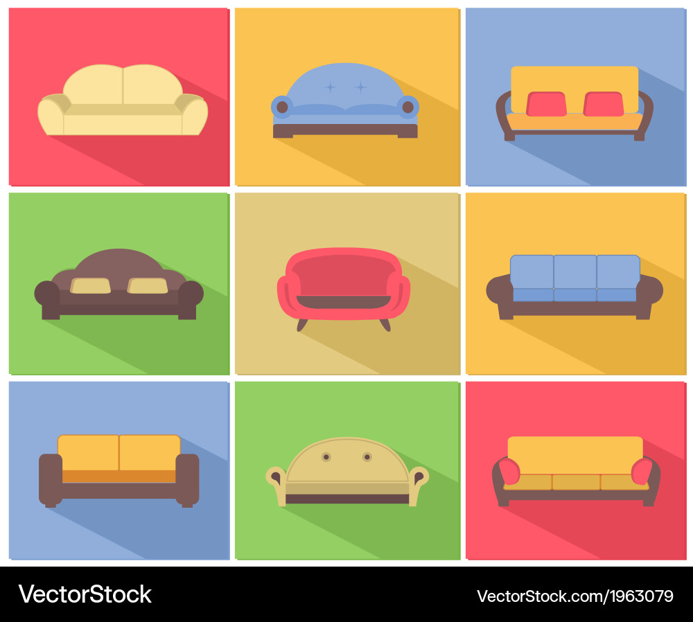 Sofas and Couches Icons Set Royalty Free Vector Image