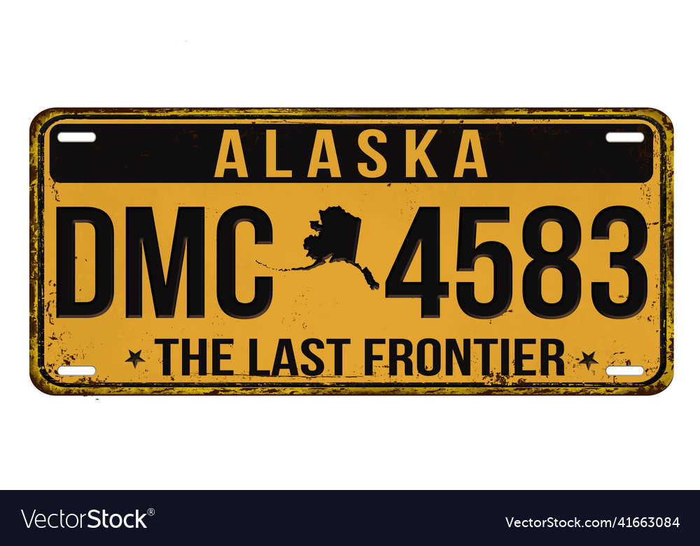 An imitation of vintage alaska license plate Vector Image