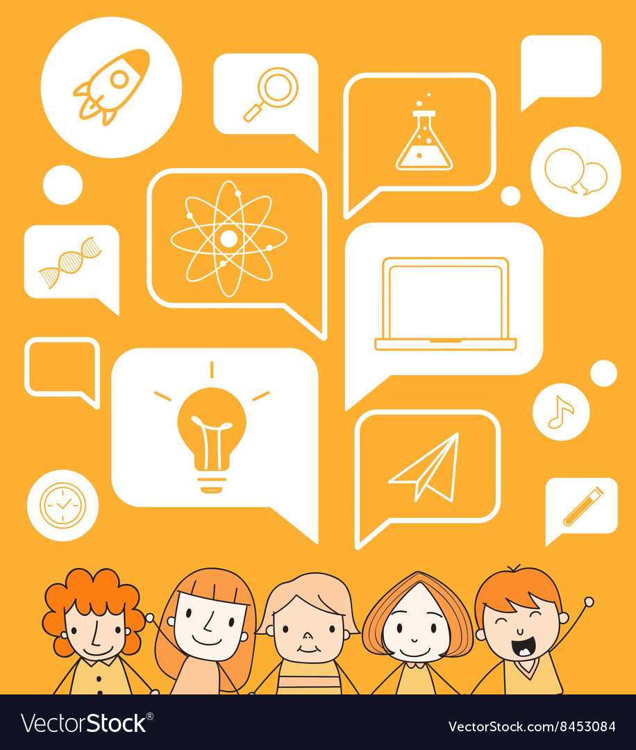 Child with a education icon on speech bubble Vector Image