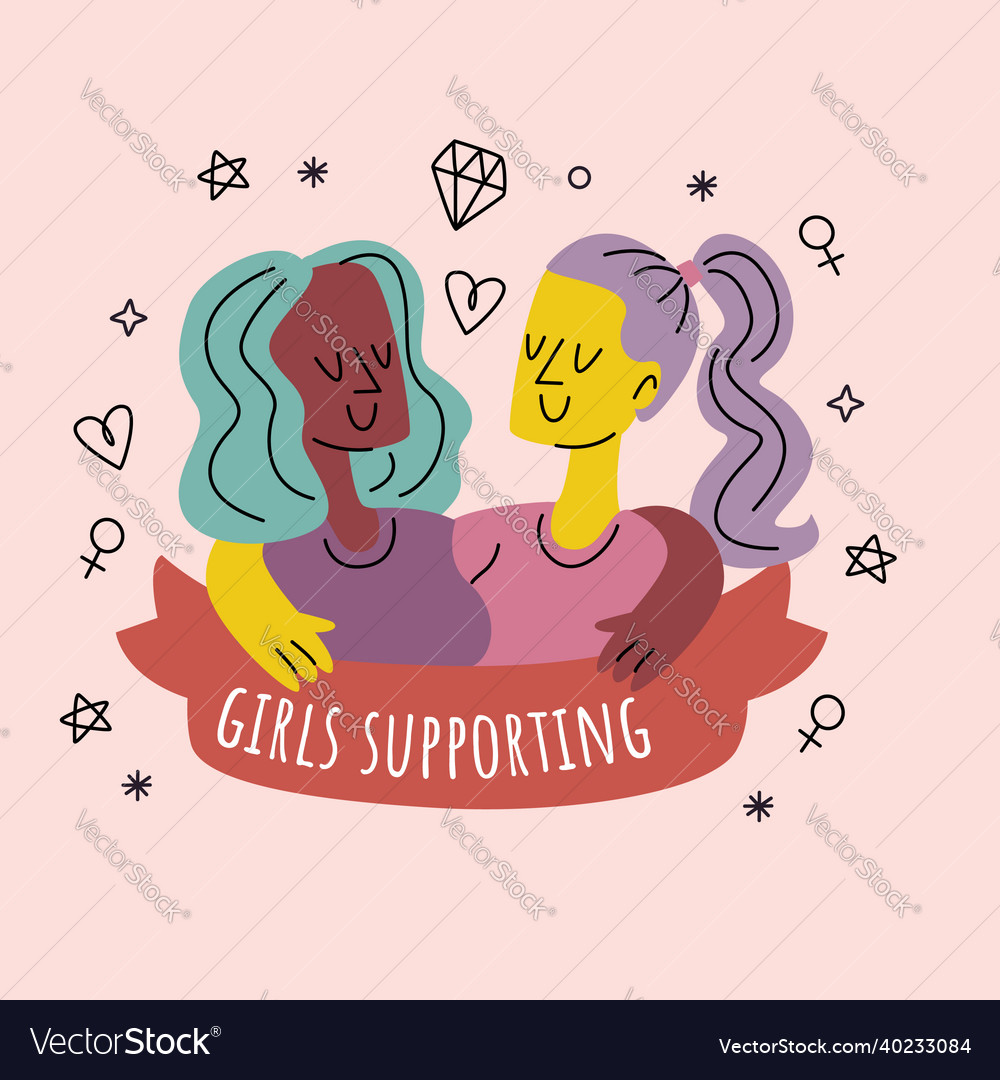 Doodle hand drawn girl power sticker flat design Vector Image