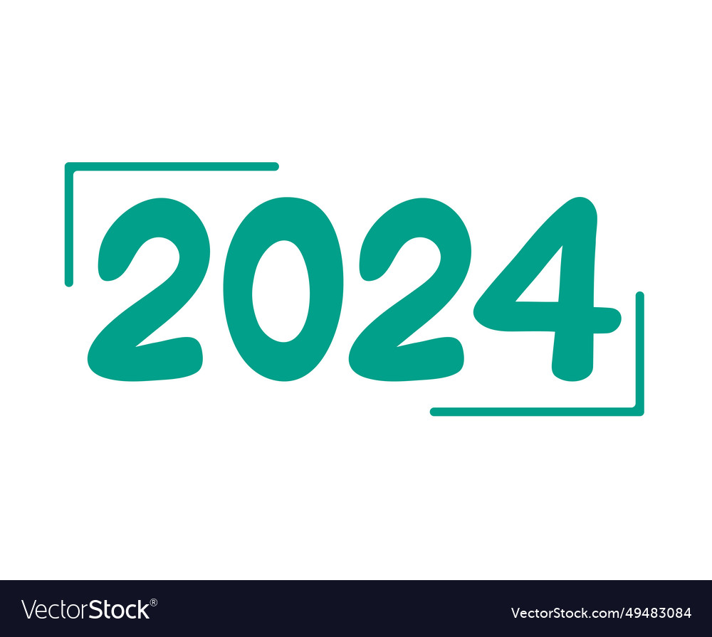 Happy new year 2024 abstract green graphic design Vector Image