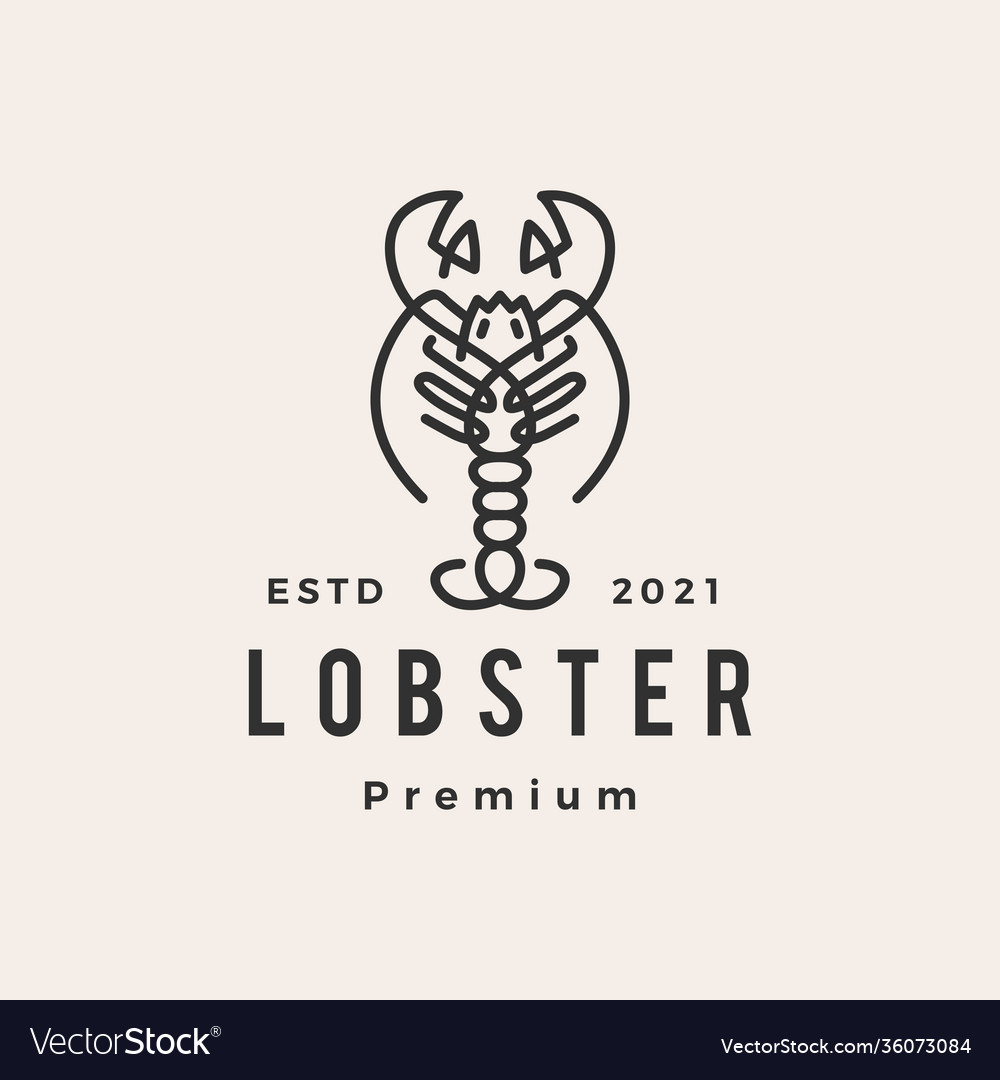 Lobster line outline monoline hipster vintage