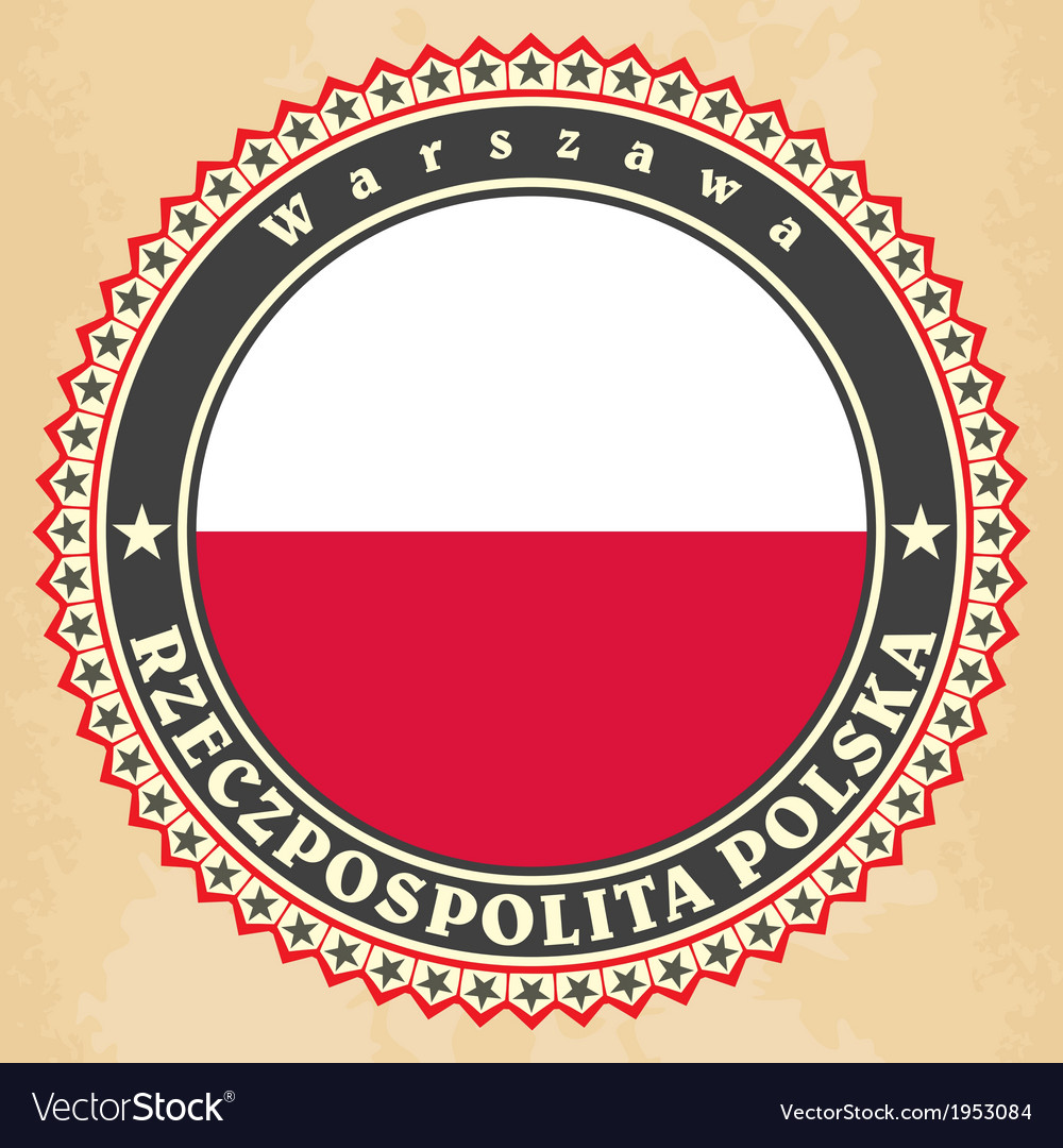 Vintage Label Cards Of Poland Flag Royalty Free Vector Image