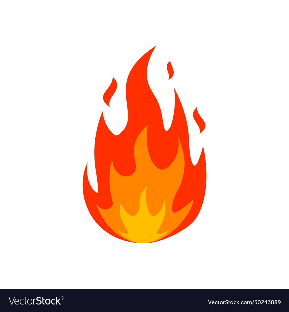 Cartoon fire flame icon emoticon lit Royalty Free Vector