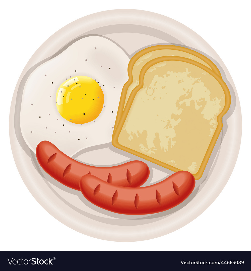 Egg fried and sausage Royalty Free Vector Image