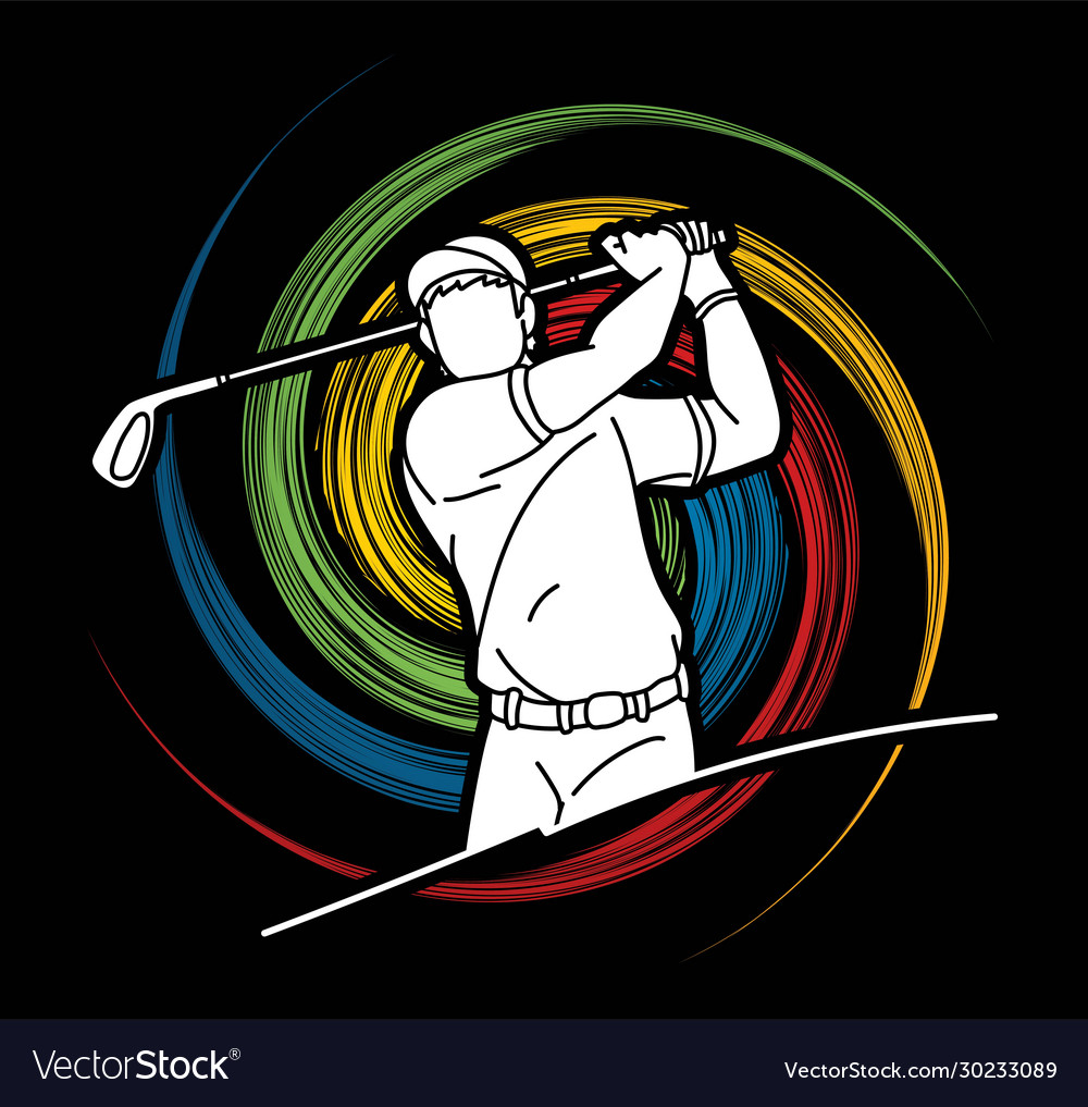 Golf player golfer action cartoon sport graphic