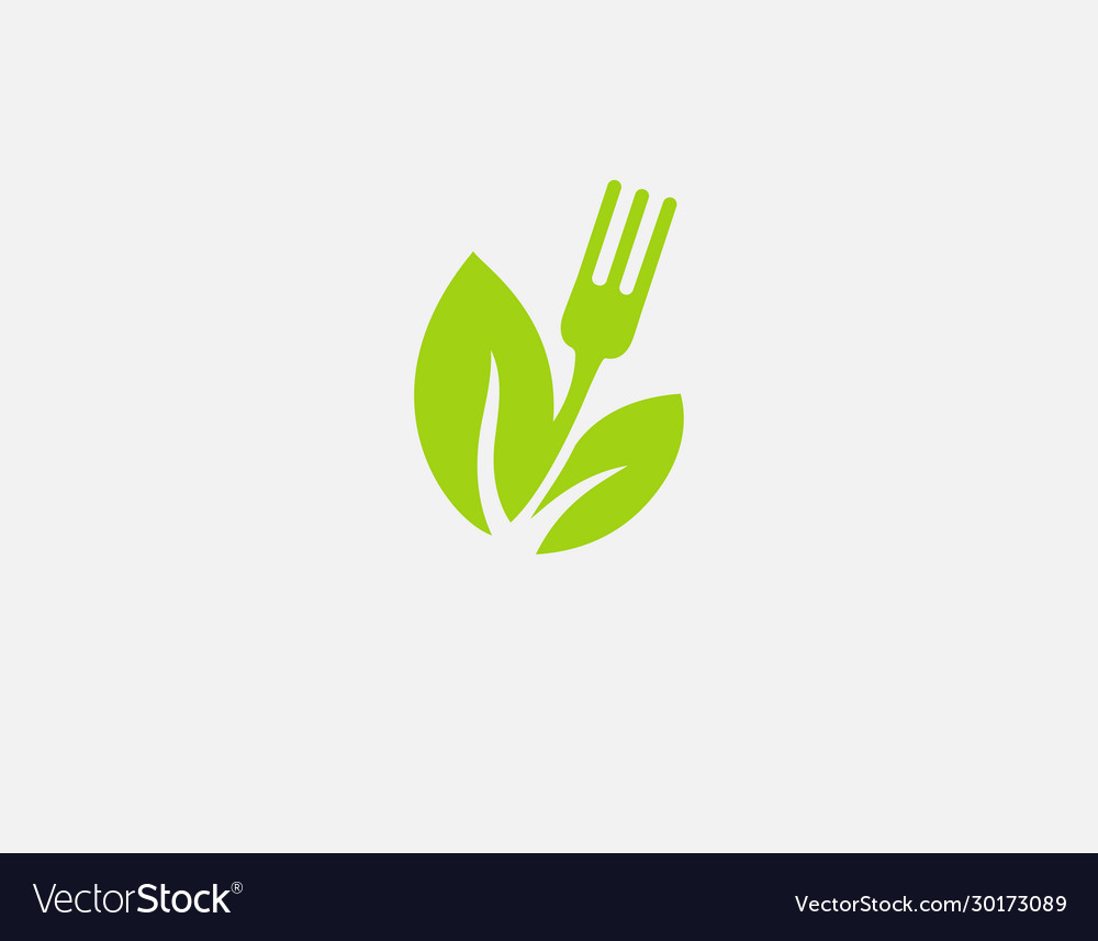 Green creative logo icon fork in image Royalty Free Vector