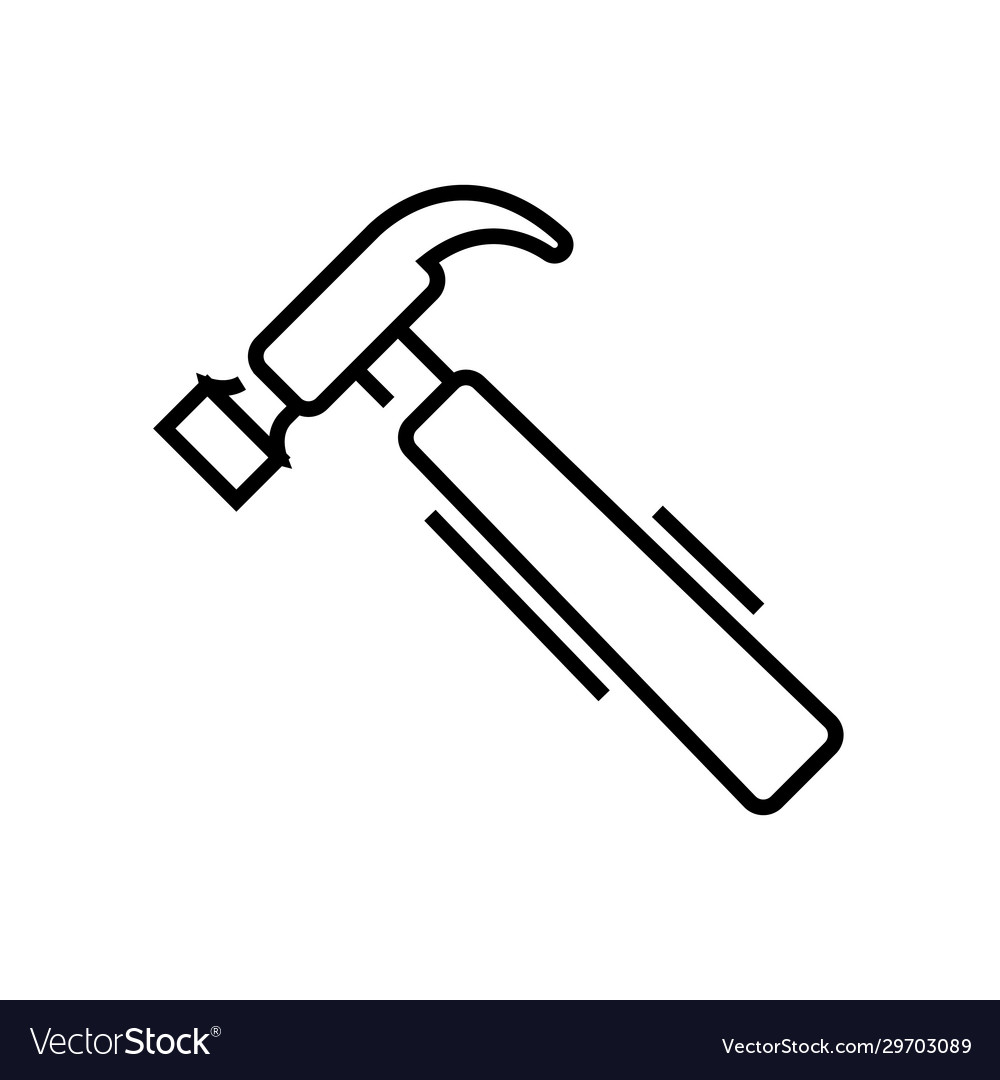 Hammer line icon concept sign outline Royalty Free Vector