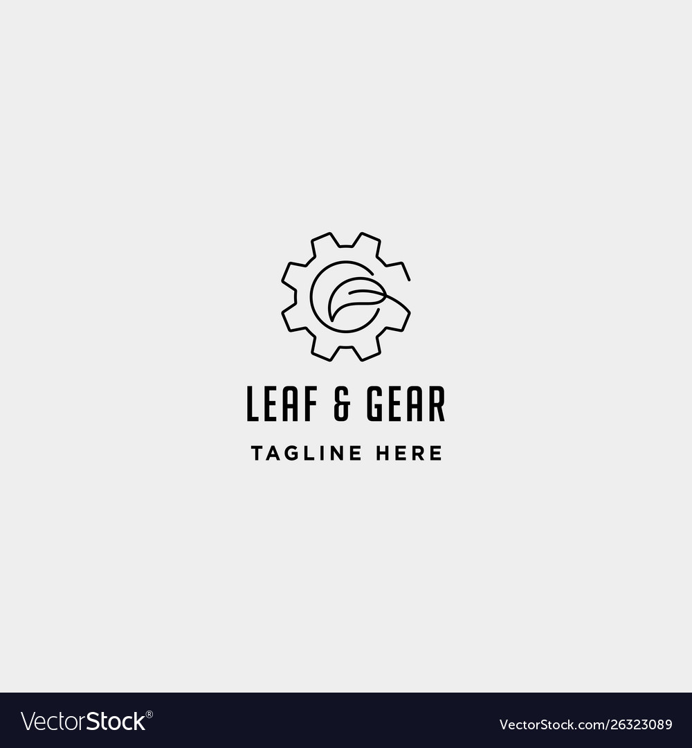 Nature gear logo farm industry line icon symbol