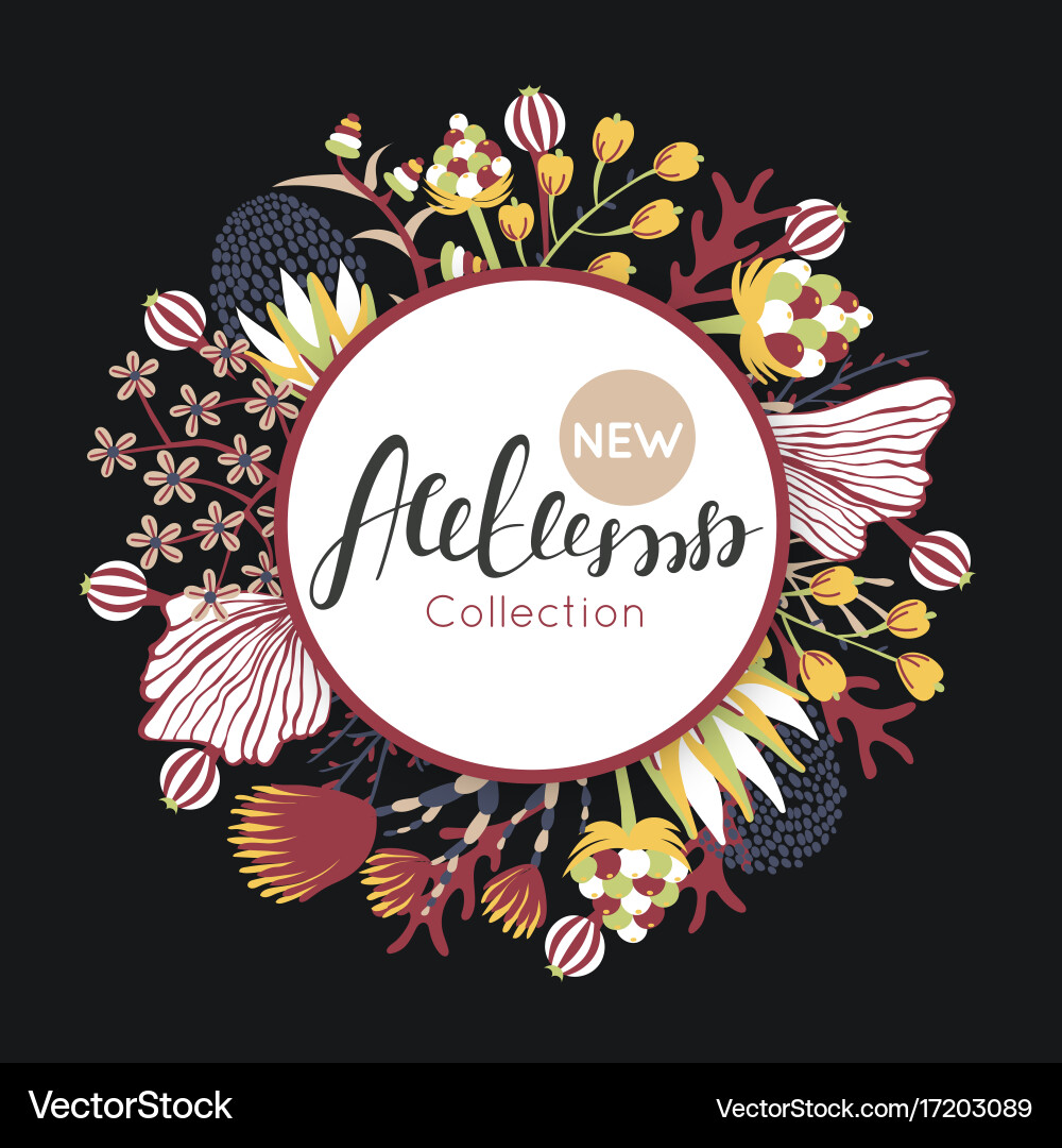 New autumn collection fall floral round frame Vector Image