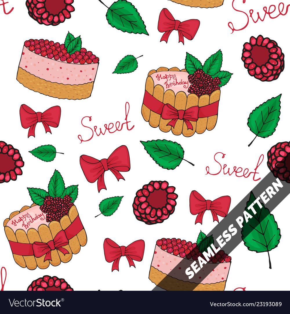 Seamless festive background with cake bow leaves