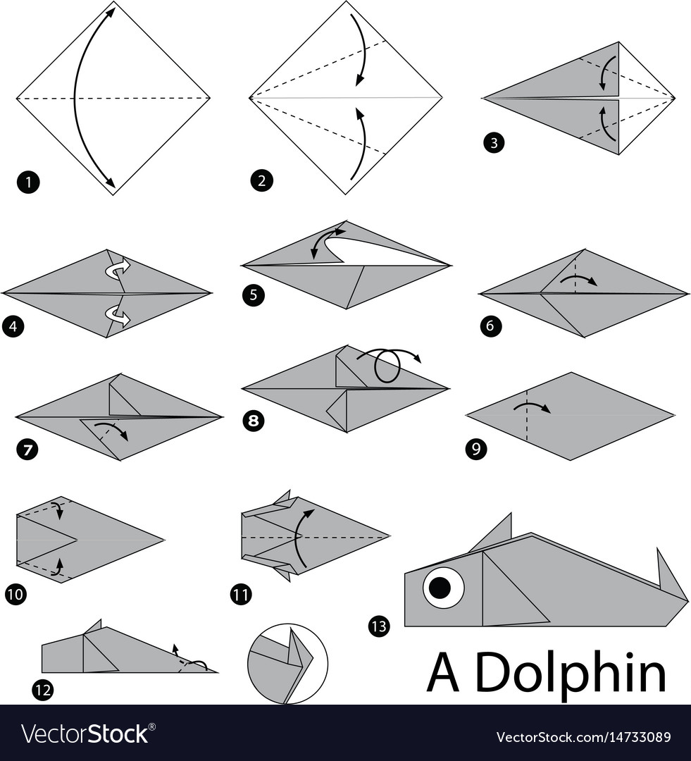 Step by instructions how to make origami Vector Image