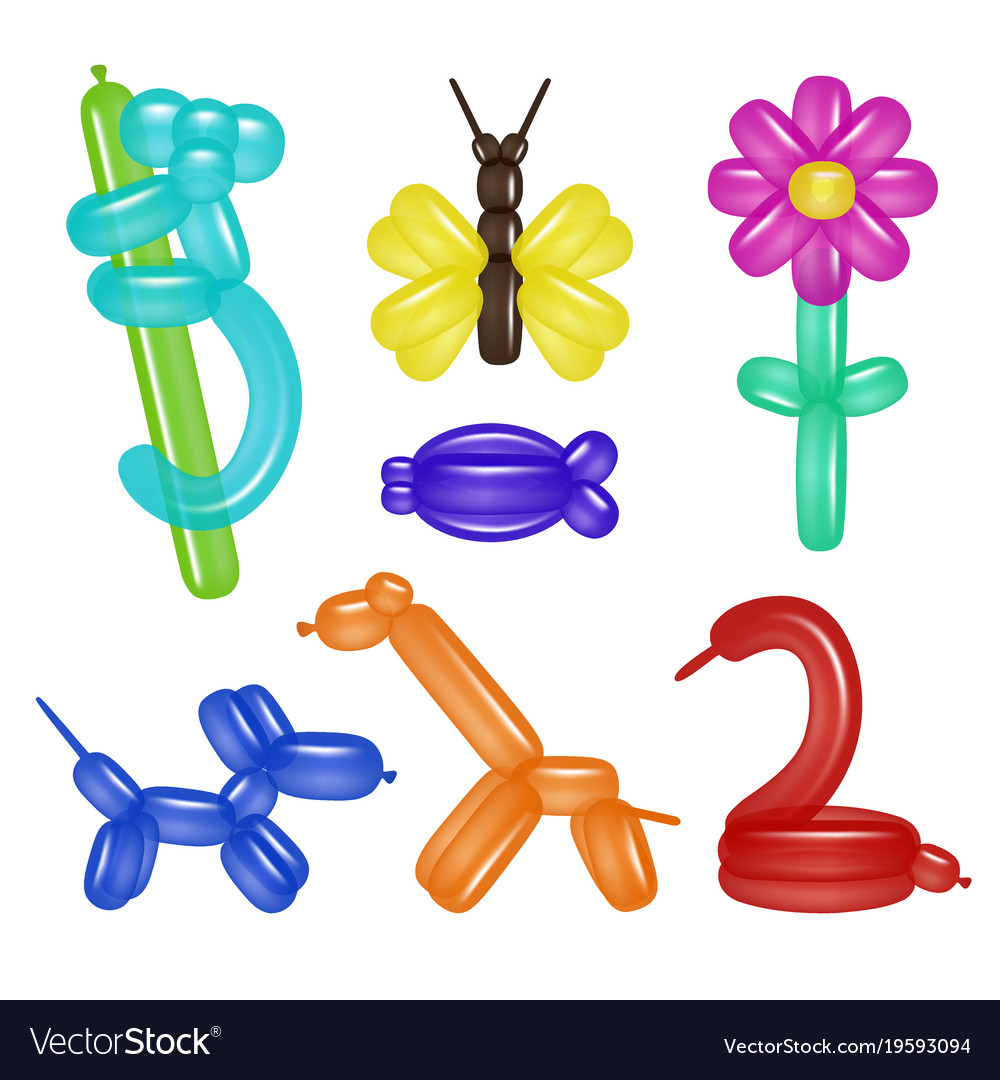 Download Balloon animals and flower set Royalty Free Vector Image