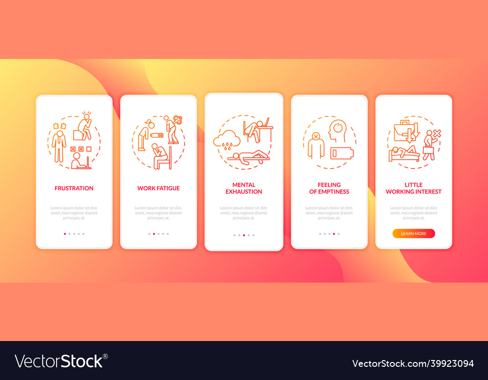 Burnout onboarding mobile app page screen