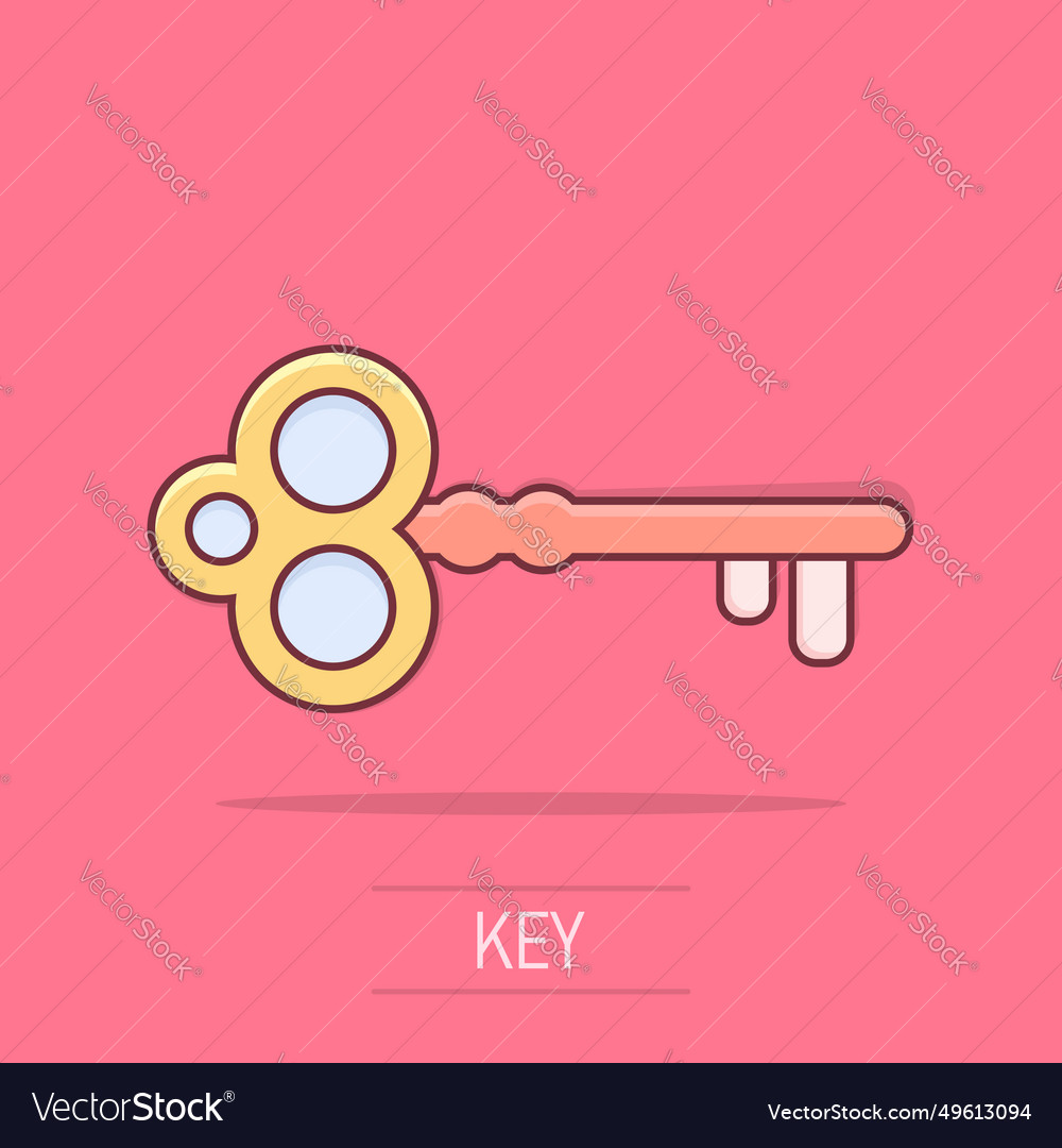 Cartoon key icon in comic style secret keyword Vector Image