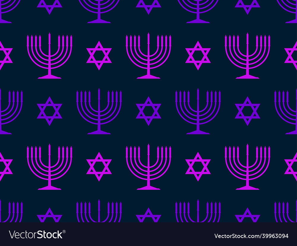 Hanukkah seamless pattern with menorah nine