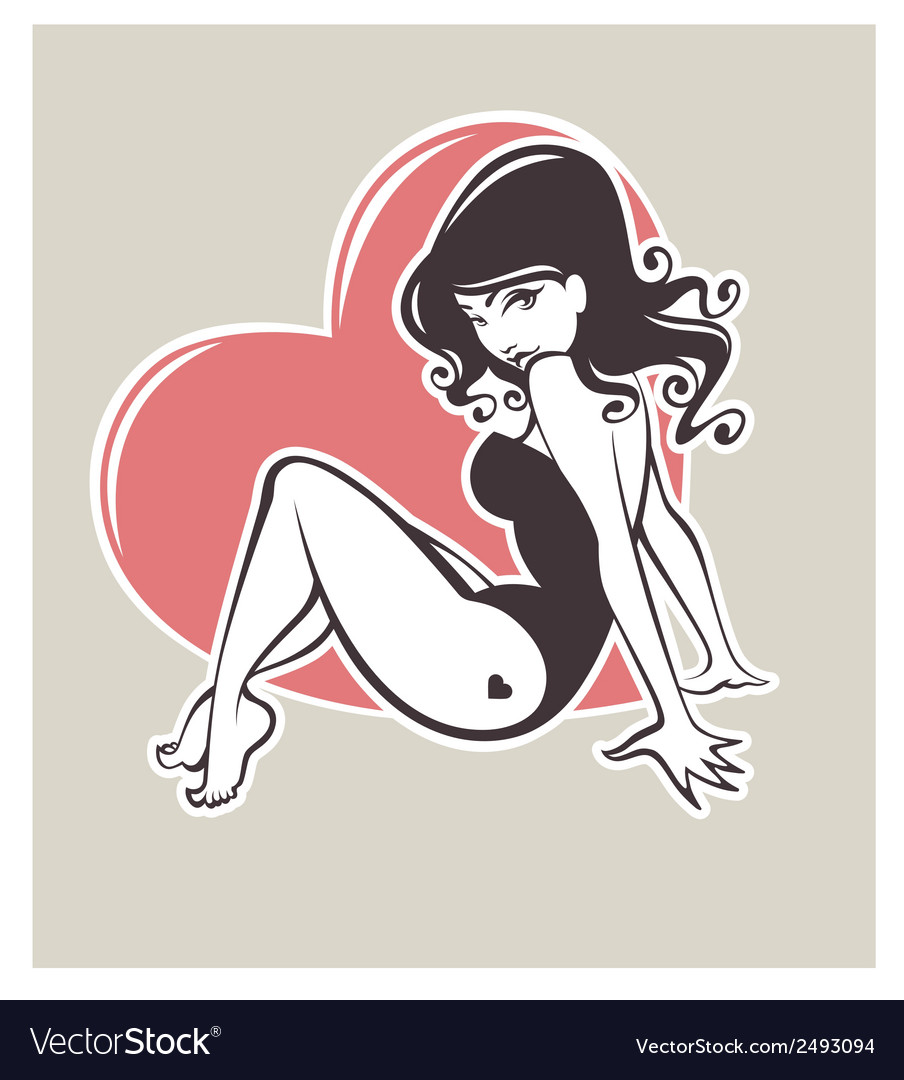 Pinup girl and heart