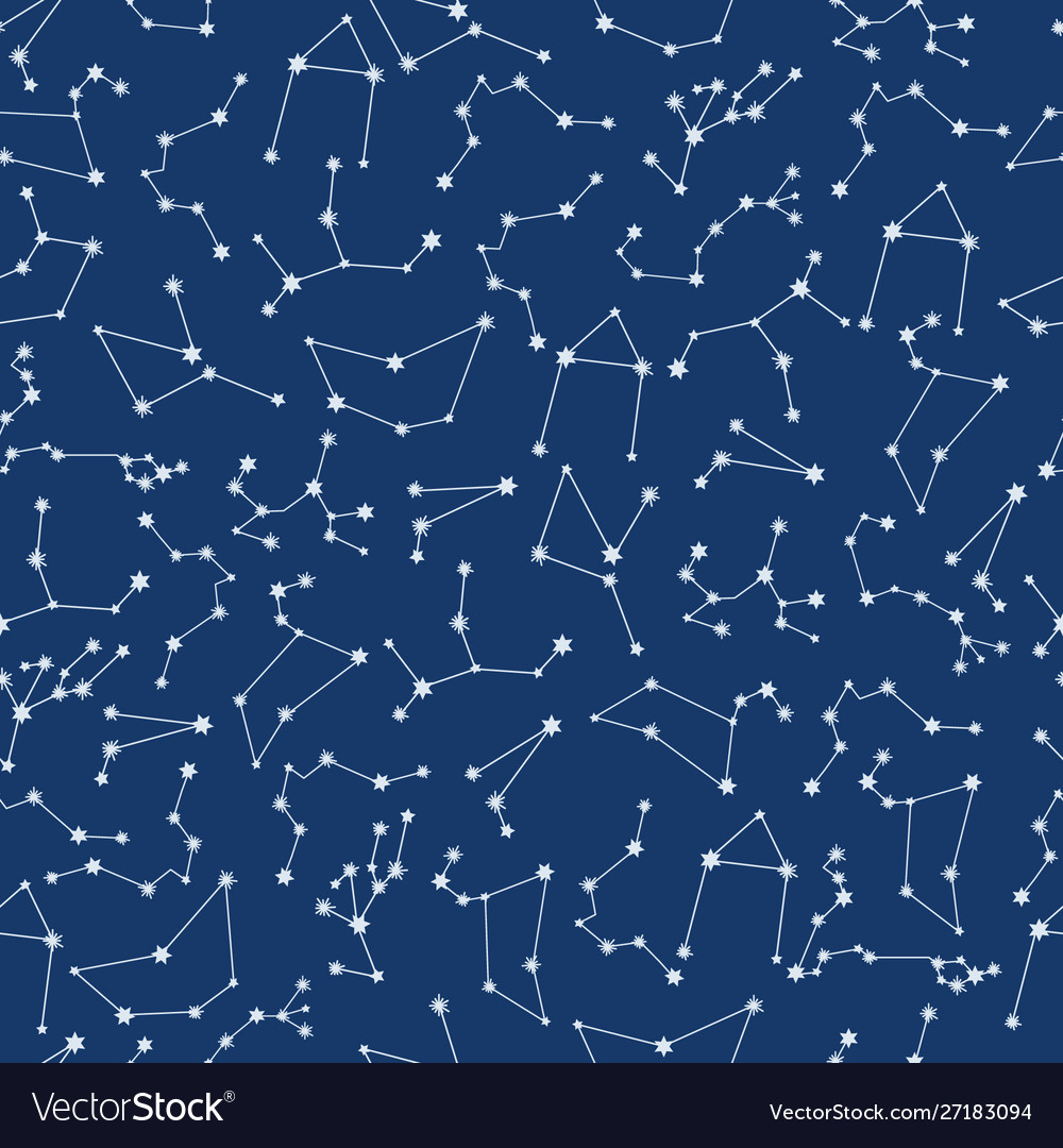 Star constellation seamless pattern - blue night Vector Image