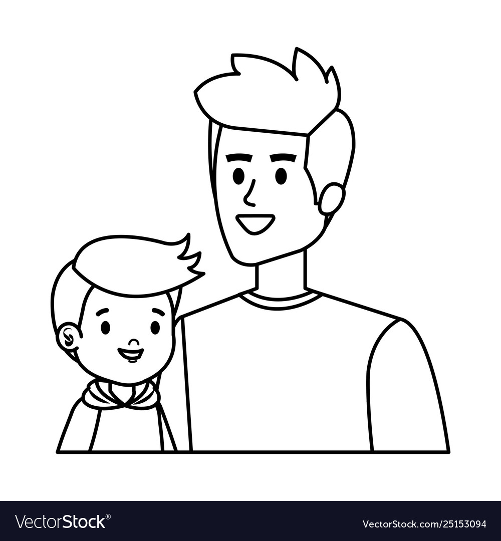 Young father with son characters