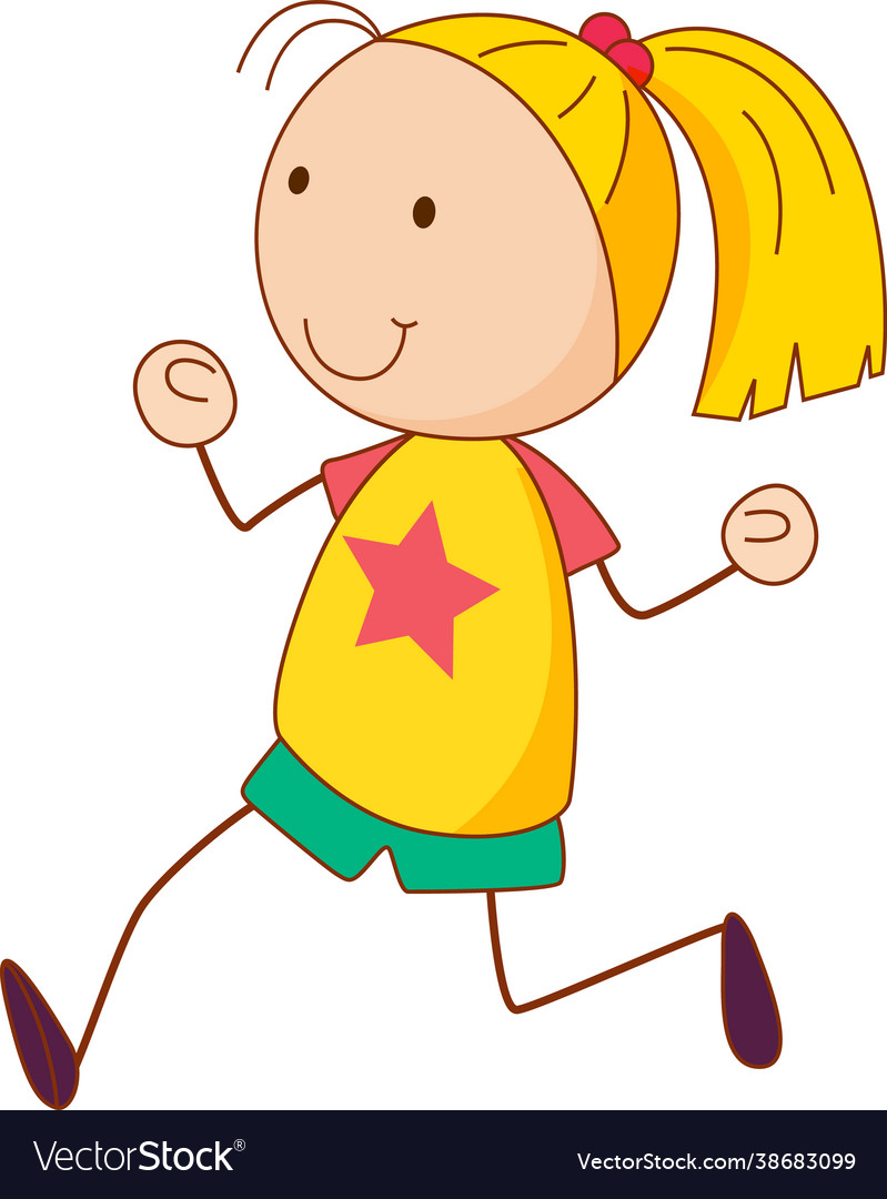 A girl cartoon character in doodle style isolated Vector Image