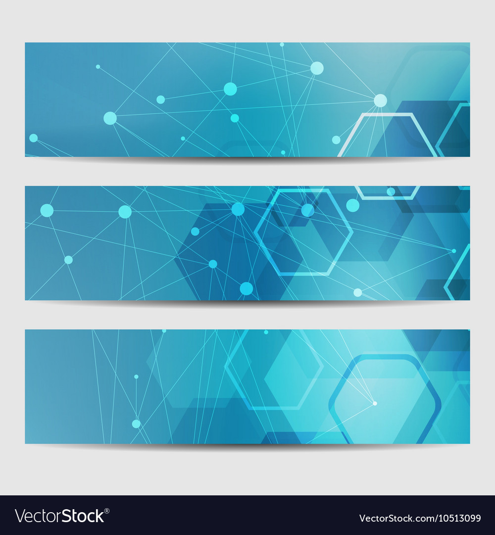 Abstract geometric banners molecule