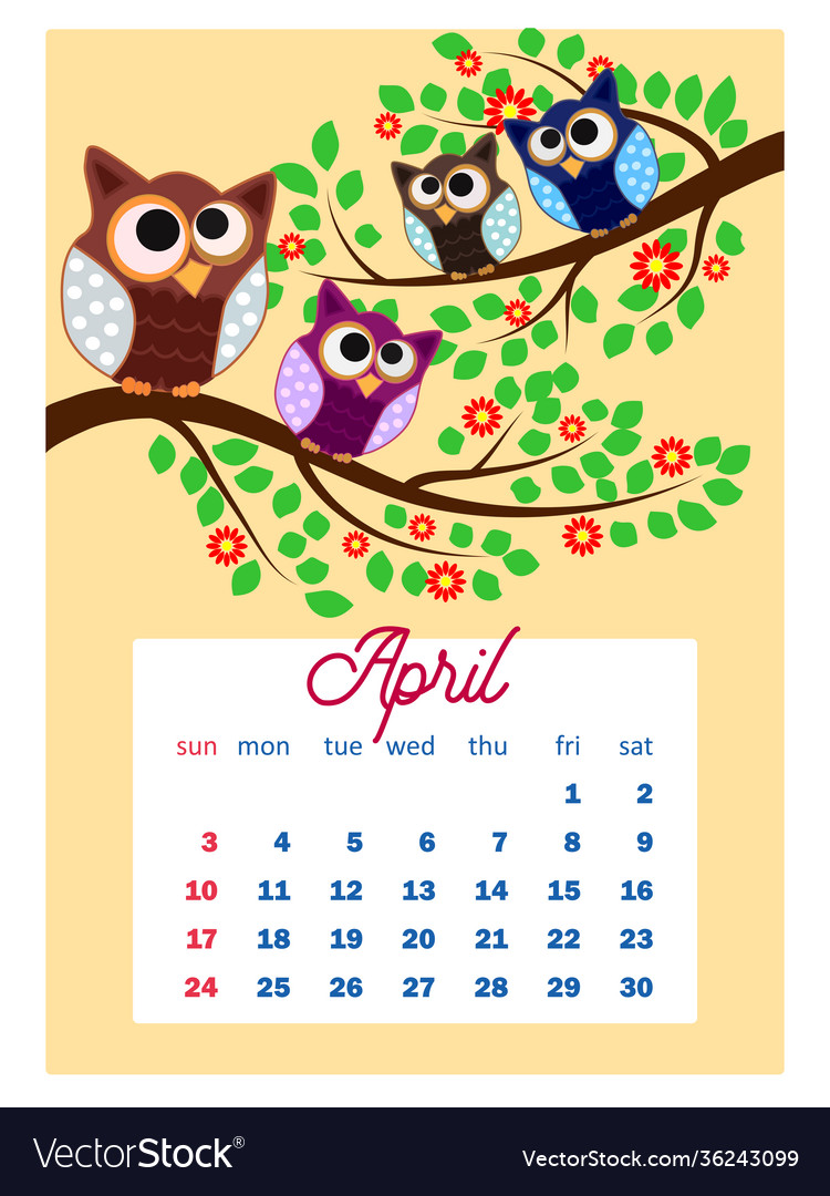 Calendar 2022 cute with funny cartoon Royalty Free Vector