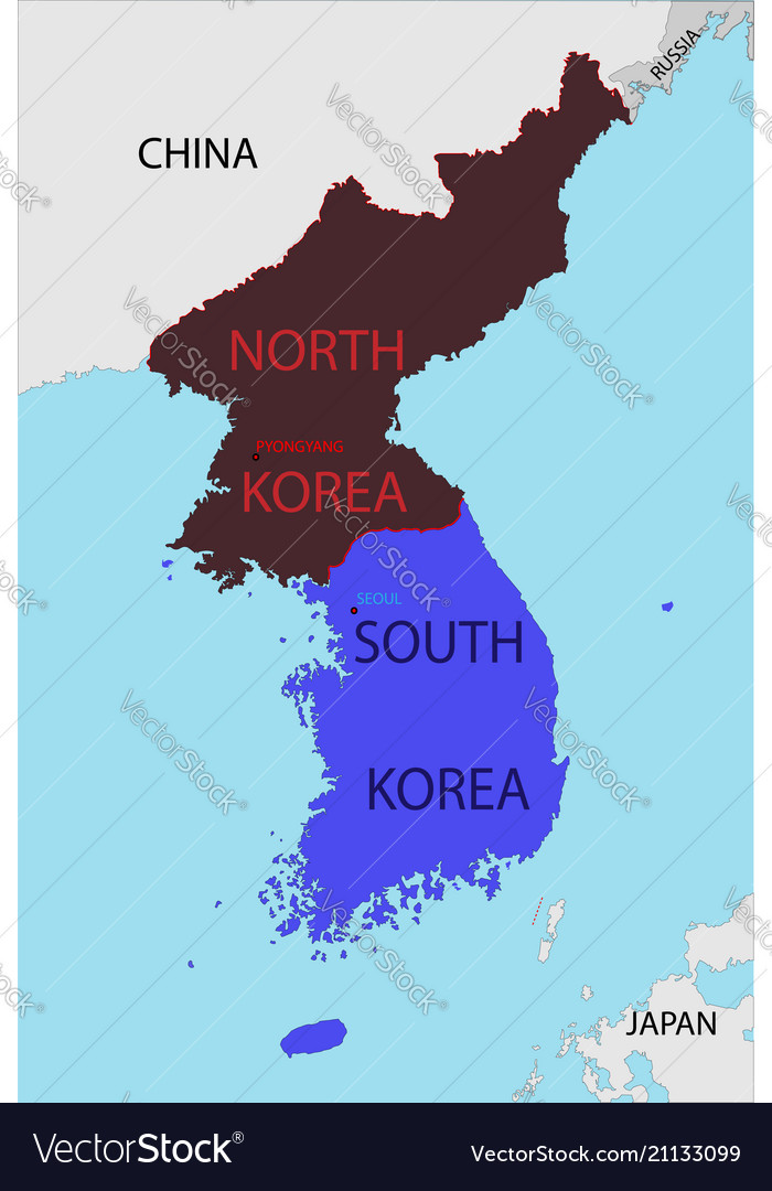 North South Korea Map Map Of South And North Korea Royalty Free Vector Image