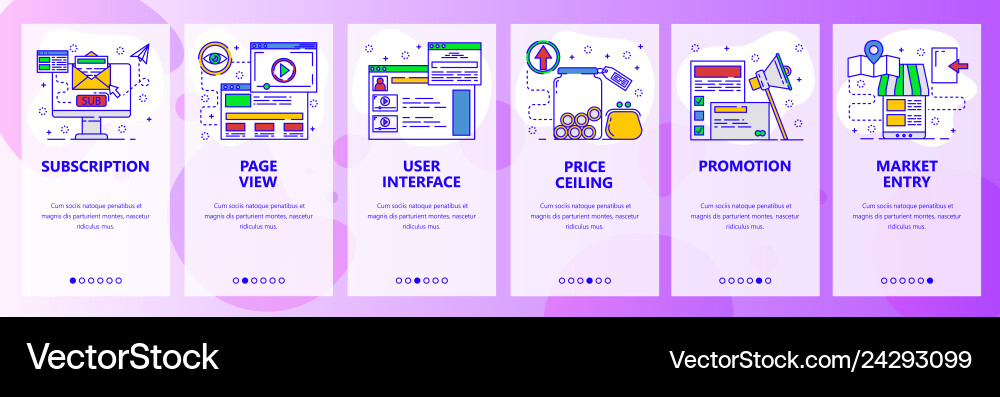 Mobile app onboarding screens email subscription Vector Image