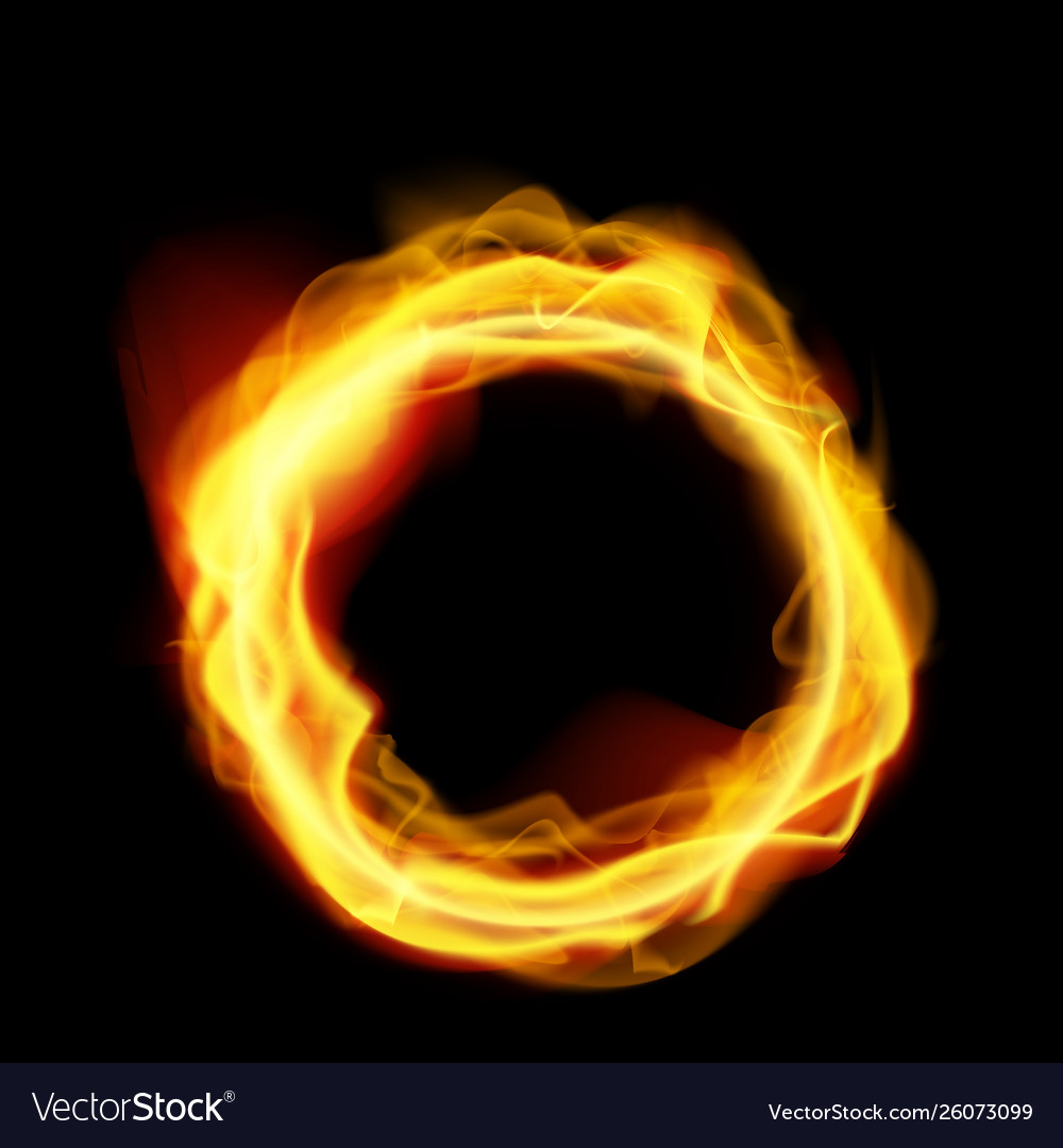 Realistic abstract fire ring on black backround Vector Image